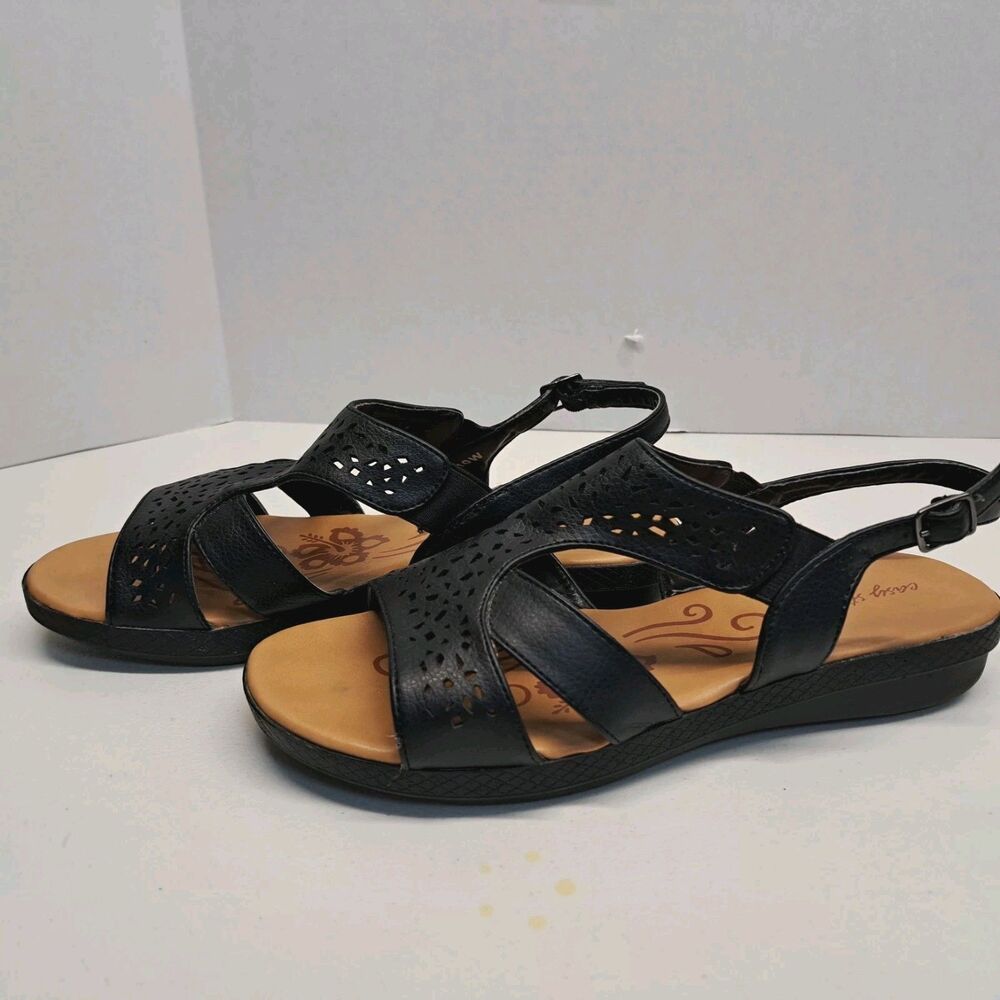 Easy Street Bolt Open Toe Casual Slingback Black Sandals Women's Size 10W - Picture 4 of 6